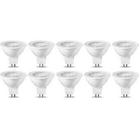 Lot de 10 ampoules LED GU5.3 MR16 5W Blanc chaud Non dimmable 220V [Classe énergétique G]