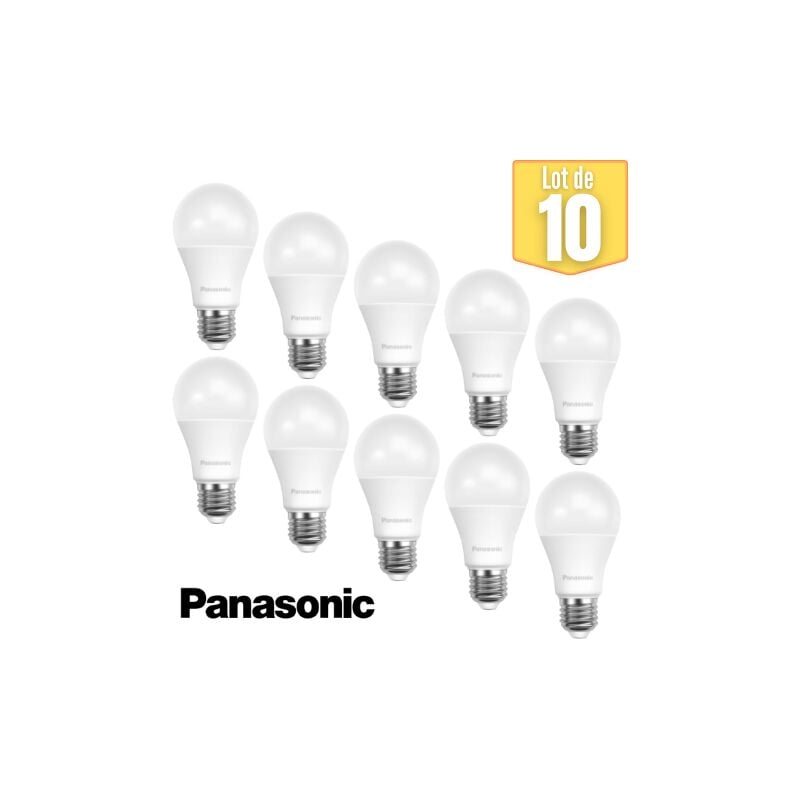 Lot de 10 ampoules led Panasonic E27 A60 8.5W E27 4000K