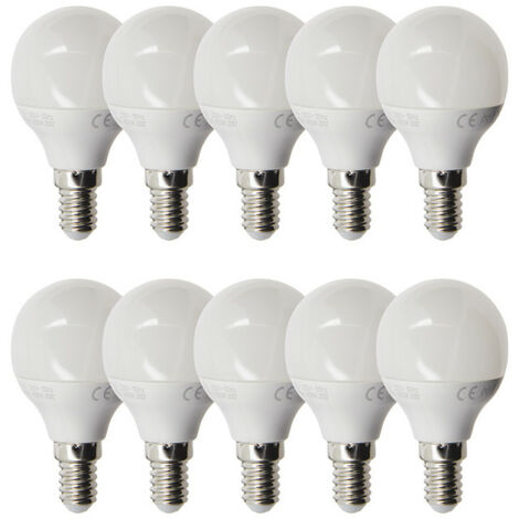 XANLITE - Lot de 10 Ampoules LED SMD P45 Opaque, culot E14, 470 Lumens, conso. 5,3W (eq. 40W), 4000K, Blanc neutre - RPACK10EV470PCW