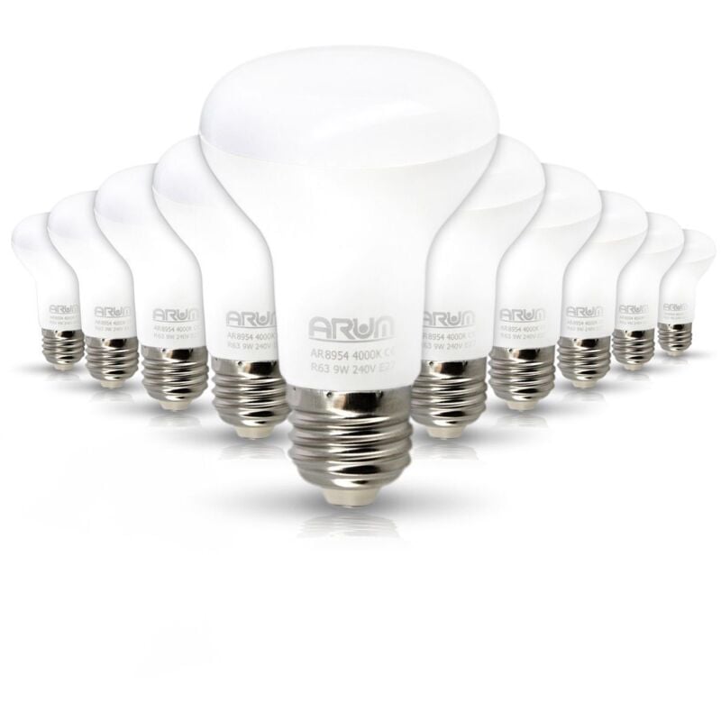 Lot de 10 Ampoules LED Spot R63 E27 9W Eq 60W Température de Couleur: Blanc chaud 2700K