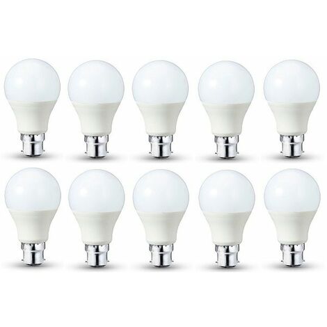 Lot De 10 Ampoules LED Standard (A60) 9W B22 - 806 LUMENS - Blanc Chaud 2700K - Transparente