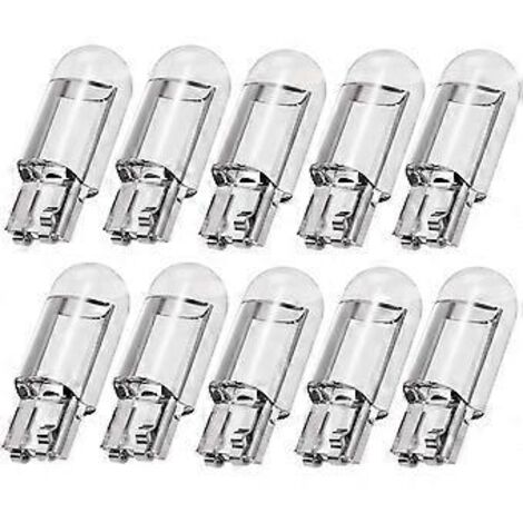 Lot de 10 ampoules LED T10 W5W COB pour voiture, plafonnier, feu de position, éclairage de plaque d'immatriculation, 168 194 192, 12 V CC, blanc