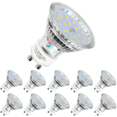Lot de 10 Ampoules LED,GU10-5W équivalent 60W,Blanc Froid 6000K 120° Larges Faisceaux,Ampoules LED Spot NPTERBL