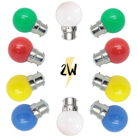 Lot de 10 ampoules pour guirlande guinguette B22 2W Multicolores