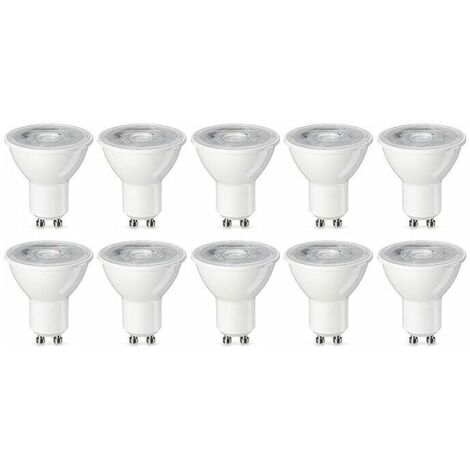 Lot de 10 ampoules spot LED GU10 5W (équivalent 50 W) Blanc Chaud Intensité non variable [Classe énergétique F],