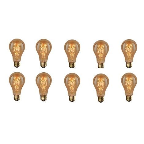 LOT DE 10 AMPOULES STANDARD A60 E27 VINTAGE EDISON DECORATIVE - 40W - Transparente