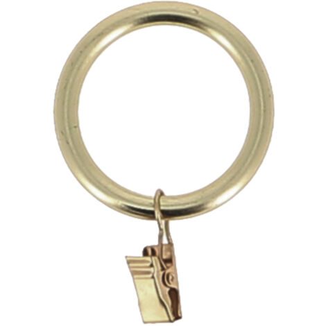 Lot de 10 anneaux D52 avec pince  pour tringle - D28 Doré Mat 28 mm