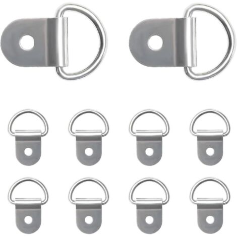 Lot de 10 anneaux d'arrimage en acier de petite taille, anneaux d'ancrage robustes pour chargement, points d'ancrage pour camions, remorques, argenté