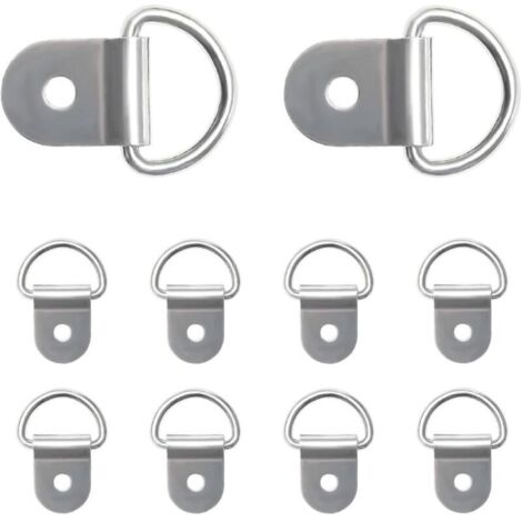 Lot de 10 anneaux d'arrimage en acier de petite taille, anneaux d'ancrage robustes pour chargement, points d'ancrage pour camions, remorques, argenté