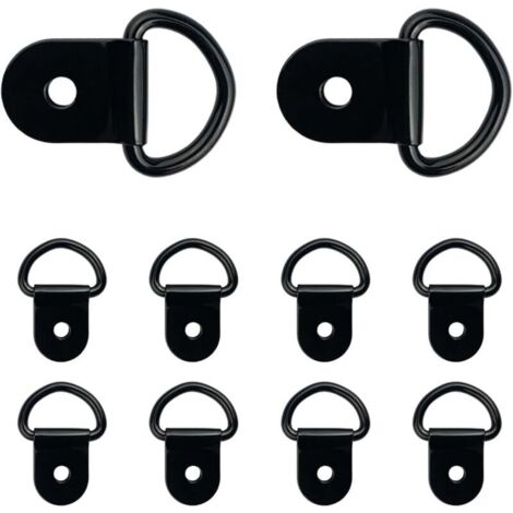 Lot de 10 anneaux d'arrimage en acier de petite taille, anneaux d'ancrage robustes pour chargement, points d'ancrage pour camions, remorques, noir