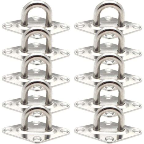 Lot de 10 anneaux d'arrimage, plaques à œil en acier inoxydable, crochet d'arrimage de remorque plaque à œil en acier inoxydable 304 pour sécuriser les remorques, camions, bateaux, kayaks (60 x 36 mm,