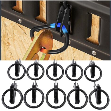 Lot de 10 anneaux d'arrimage pour rails E, en acier robuste, pour sécuriser le chargement dans les remorques et camions. Charge maximale d'utilisation : 1134 kg (2500 lb), noir.