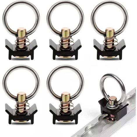 Lot de 10 anneaux de fixation pour rails, embouts de rails aéronautiques, accessoires pour traverses de rails 900 daN, adaptés aux anneaux de fixation pour camions et rails aéronautiques.