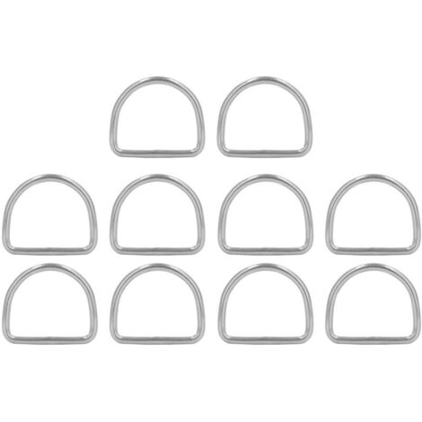 Lot de 10 anneaux en D en acier inoxydable 316, 3 mm, soudés sans soudure, demi-ronds, accessoires pour planches de surf et kayaks, 25 x 22 x 3 mm