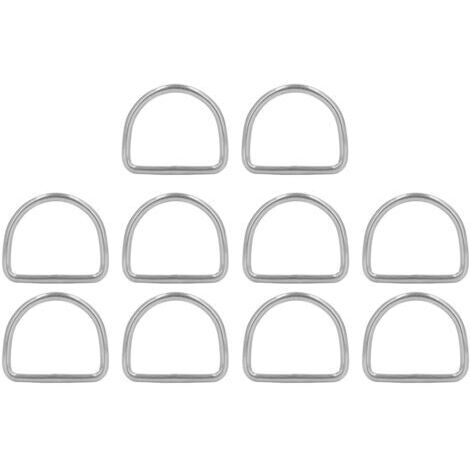 Lot de 10 anneaux en D en acier inoxydable 316, 3 mm, soudés sans soudure, demi-ronds, accessoires pour planches de surf et kayaks, 25 x 22 x 3 mm