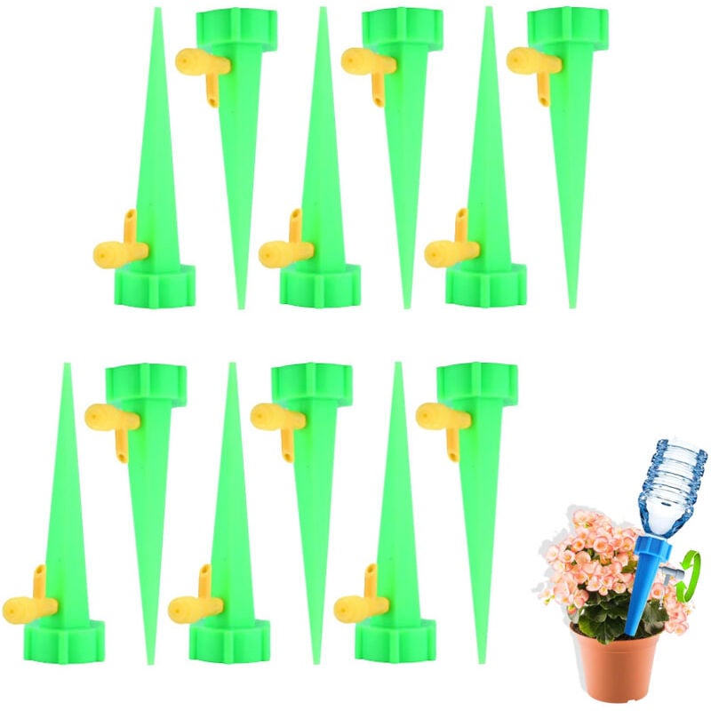 Ej.life - Lot de 10 arrosages automatiques réglables - Facile à arroser - Pour plantes en pot, fleurs, jardin,vert