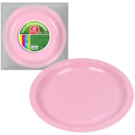 Lot de 10 assiettes en carton rose bébé ø20 cm Best Products Vert