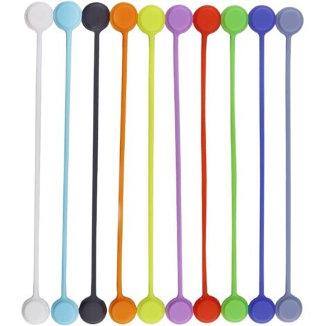 Lot de 10 attaches de câble réutilisables en silicone, clips magnétiques multicolores, organisateurs de câbles pour écouteurs USB, aimants pour réfri