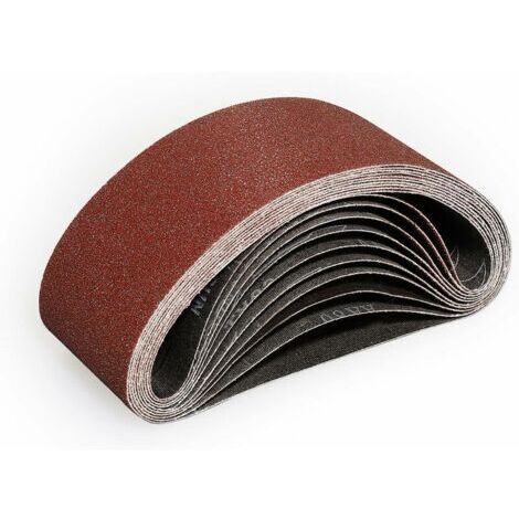 Lot de 10 bandes abrasives 75x533 mm – Grain 80 pour ponçage bois et métaux non ferreux – Antistatique et lavable - mm-10