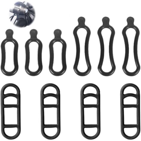Lot de 10 Bandes en Silicone pour Vélo - Fixation Élastique pour Lampe de Poche et Accessoires - Support en Caoutchouc pour Guidon de Vélo LED (Noir)