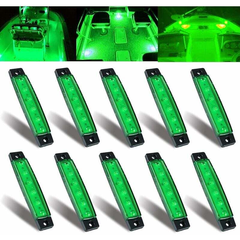 Linghhang - Lot de 10 bandes lumineuses pour bateau - Vert- 12 v - Étanches - Pour la pêche, ponton, yacht, voilier, kayak