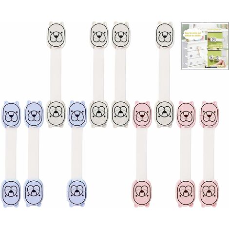 Lot de 10 Bloque Porte Bébé Verrouillage Sécurité, Loquet Bloque Placard pour Bébé et Enfants sur Armoires, Tiroirs, Fours