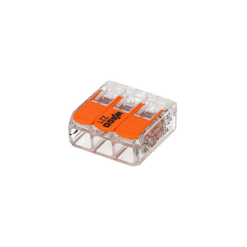 Lot de 10 boites de 50 mini connecteur Wago 3 entrées pour fil souple ou rigide