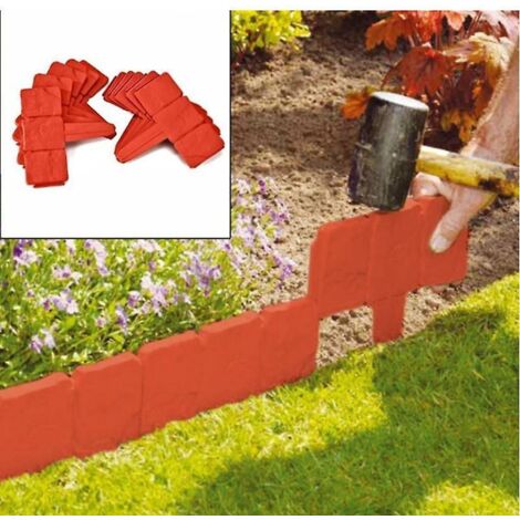 Lot de 10 bordures de jardin pliables effet pierre orange patchwork