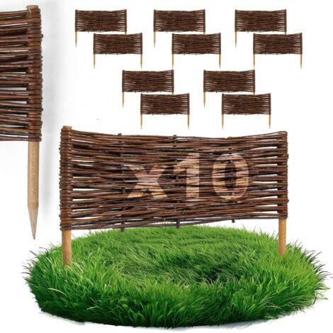 Lot de 10 Bordures Osier Bogateco Saule Naturel 60x20 cm