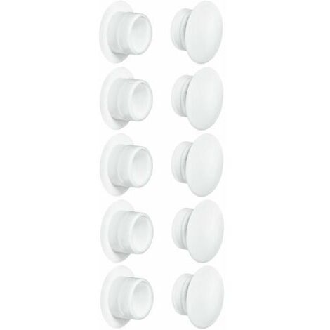 Lot de 10 bouchons blancs en plastique diamètre 12mm Cache vis pour meubles Protection esthétique des trous de vis