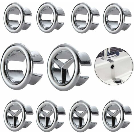 Lot de 10 bouchons de trop-plein ronds pour lavabo de salle de bain et cuisine，Superma