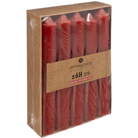Lot de 10 bougies bâtons rouge 45g - Atmosphera créateur d'intérieur