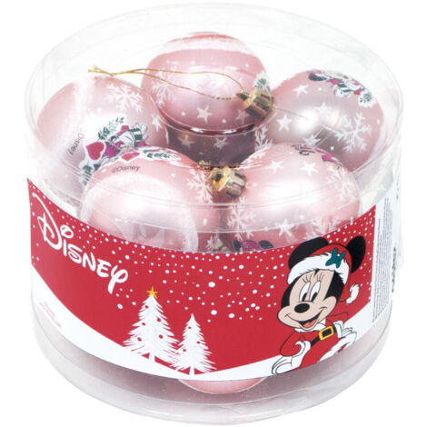 Lot de 10 Boules de Noël - Disney Minnie - Rose - 6 cm