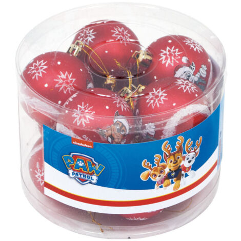 Lot de 10 boules de Noël rouges 6 cm – Décoration sous licence Paw Patrol – 100% polystyrène – Parfaites pour sapin de Noël – Arditex