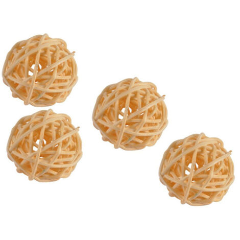 Lot de 10 Boules Décoratives "Rotin" 3cm Ecru