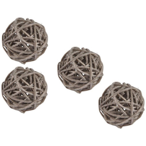 Lot de 10 Boules Décoratives "Rotin" 3cm Gris Clair
