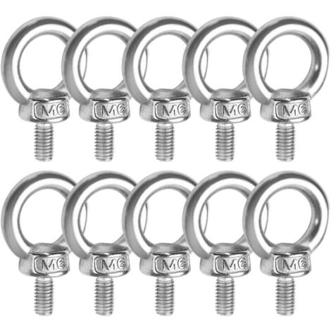 Lot de 10 boulons à œil en acier inoxydable 304 M611 Ulisem – Anneau de levage – Vis à filetage externe en forme d'anneau pour la construction navale et divers équipements de levage d'ingénierie
