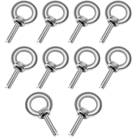 Lot de 10 Boulons à œil M410 en acier inoxydable 304 - Anneau de Levage - forme de bague Filetage mâle de de Poids Marin Boulons et divers équipements de levage d'ingénierie