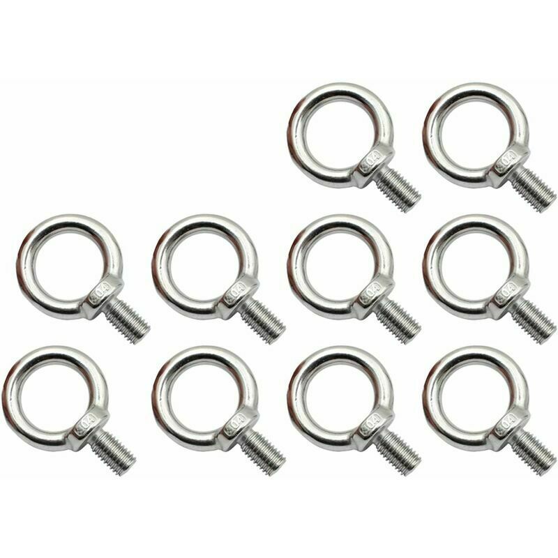Lot de 10 boulons à œil M8 en acier inoxydable, boulons à œil antirouille, boulon à œil rond, boulon à œil rond, boulon à œil, acier inoxydable 304,
