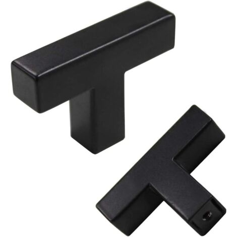 Lot de 10 Bouton de Meuble Noir Boutons de Porte pour Placards Acier Inoxydable Bouton Porte Cuisine Boutons de Placard