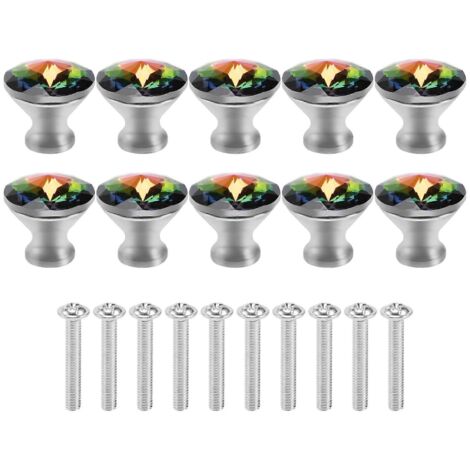 Lot de 10 boutons colorés de 30 mm pour portes de placards en verre et tiroirs.