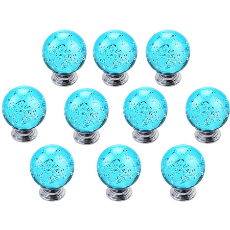 Lot De 10 Boutons D'Armoire En Cristal Poignées Verre Craquelé Boule En Forme De Commode Poignées De Tiroir Pour Cuisine Salle De Bain Chambre