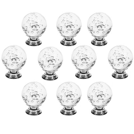 Lot de 10 boutons d'armoire en cristal poignées verre craquelé boule en forme de commode poignées de tiroir pour cuisine salle de bain chambre