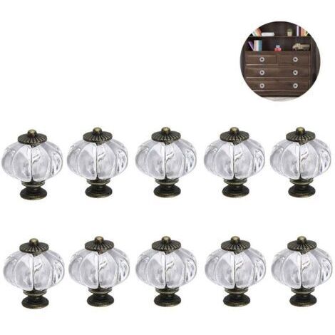 Lot De 10 Boutons De Citrouille En Acrylique Transparents Pour Portes, Placards, Tiroirs, Commodes, Placards, Meubles De Cuisine Ou Chambre D'Enfant.
