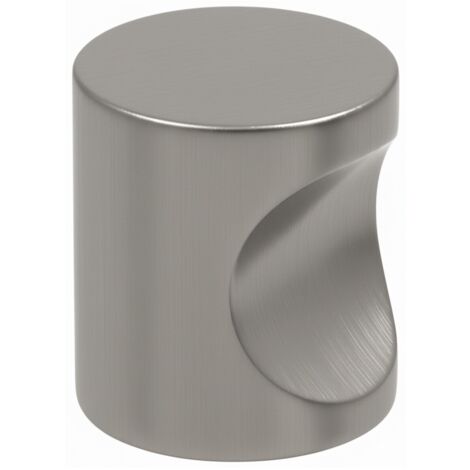 Lot de 10 Boutons de meuble à encoche cylindriques en aluminium couleur  inox satiné  Chrome - 25 mm