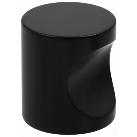 Lot de 10 – Boutons de meuble à encoche cylindriques en aluminium, couleur noire Noir - 20 mm