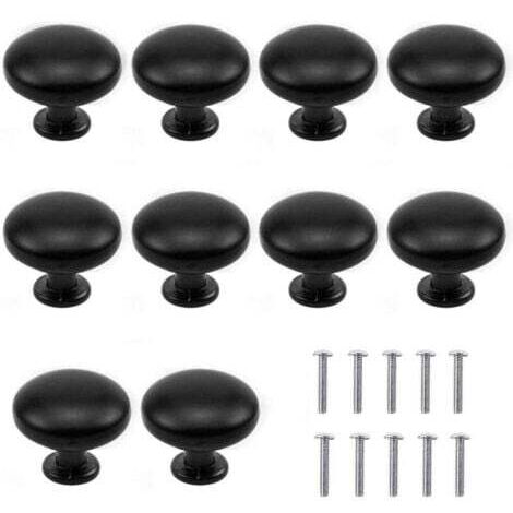 Lot de 10 boutons de meuble ronds en bronze antique avec motif de fleur - Pour placard, cuisine, chambre d'enfant, sûrs et durables (noir) - 30 x