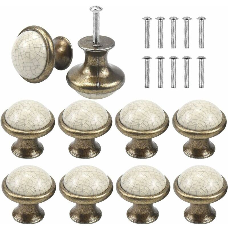 Lot de 10 boutons de porte de tiroir en céramique 33 mm Boutons de tiroir ronds Bouton de meuble vintage Boutons de porte Poignées de meubles pour