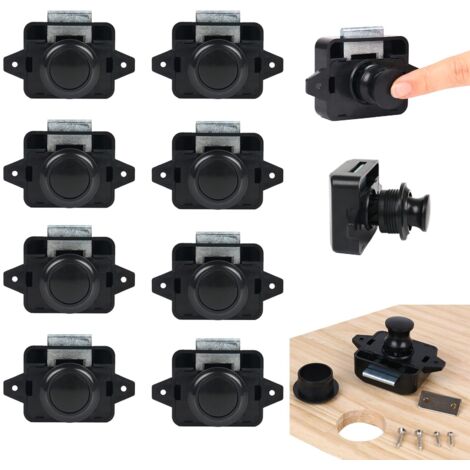 Lot de 10 boutons poussoir Catch Door  armoire , Loquet à Bouton Poussoir Ajustement 15-18mm épaisseur Bateau Van Yacht , cabinet Lock Catch Verrou de porte d'armoire, serrure de meuble