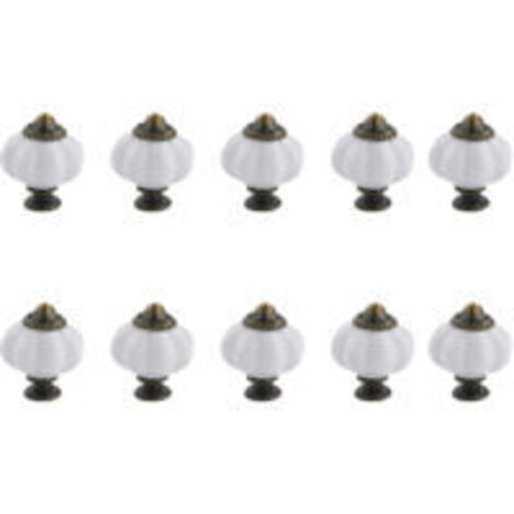 Lot de 10 boutons Sollbry, motif citrouille blanche, boutons de meubles vintage en céramique, pour commode, tiroir, porte, avec vis de fixation